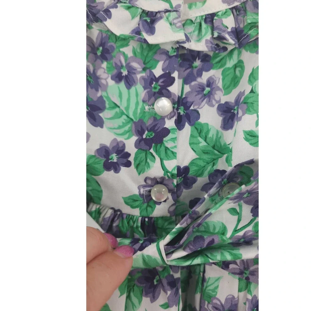 Girls Vintage Floral Dress Size 6 Made In USA A Time To‎ Remember 100% Cotton